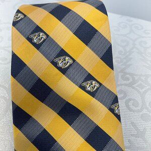 NHL Nashville Predators Yellow & Navy Plaid Men's Tie 100% Polyester